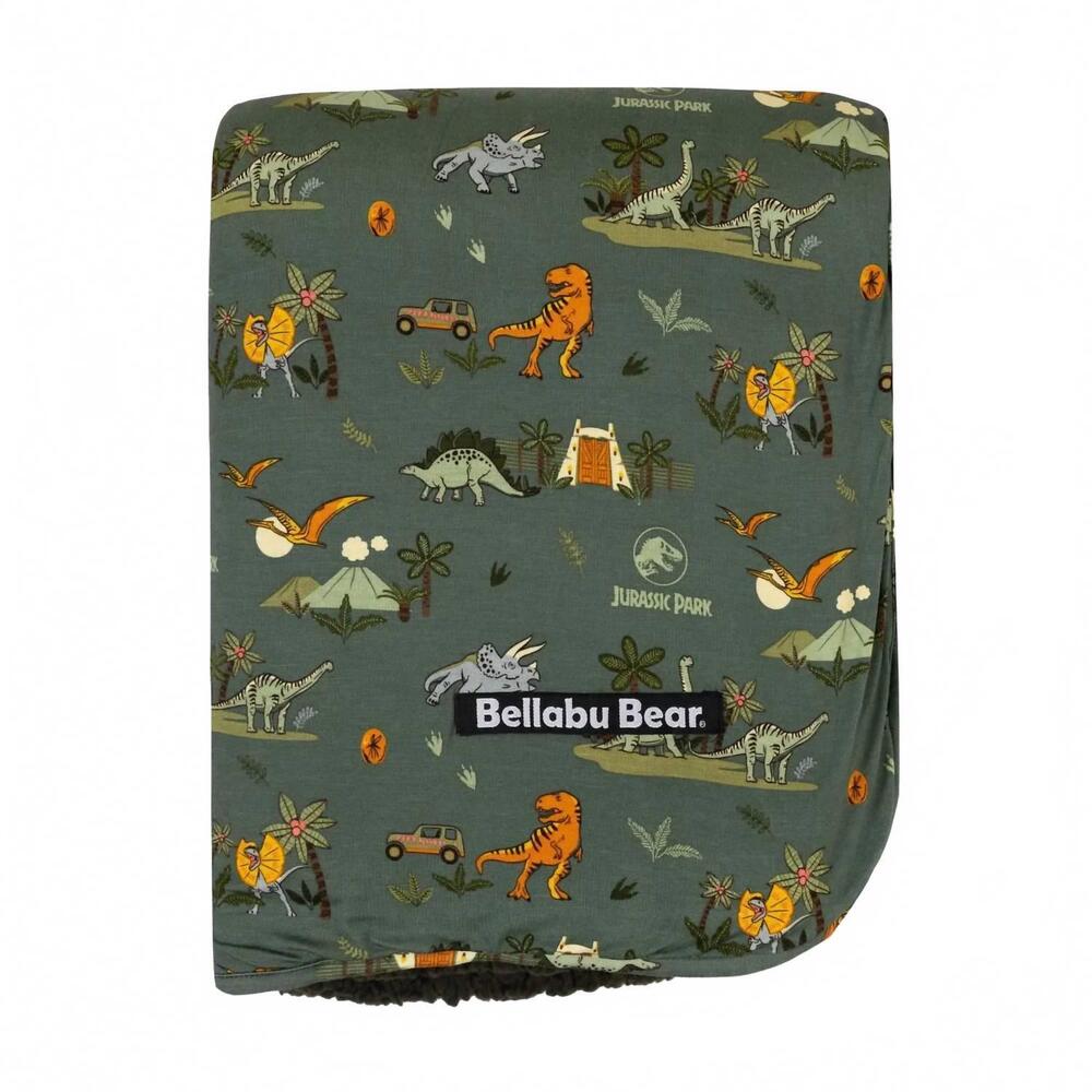 NEW BELLABU BEAR kid's jurassic park safari bamboo blanket in green
